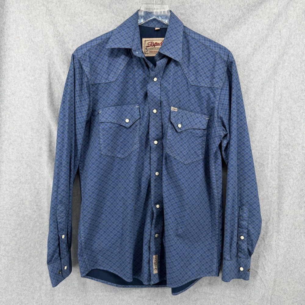 Rafter C Cowboy Collection Mens Blue Geometric Pearl Snap Western RC1810714R - Picture 10 of 12